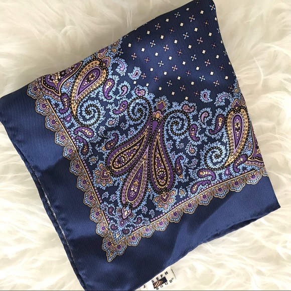 Joseph Abboud Other - Jospeh Abboud dark blue paisley pocket square silk